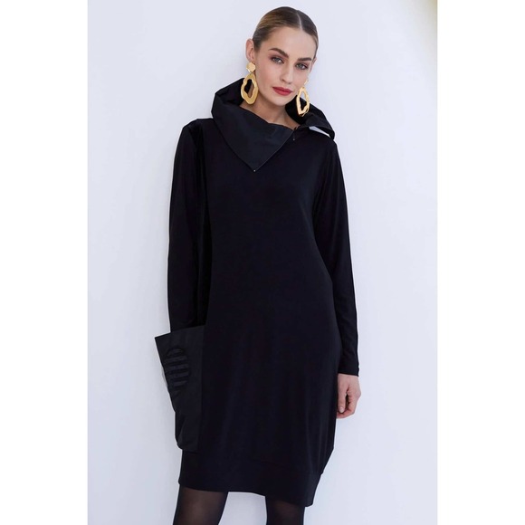 Naya Dresses & Skirts - Naya Black Velvet Trim Art Cowl‎ Asymmetric Dress Small Y2K MSRP $230